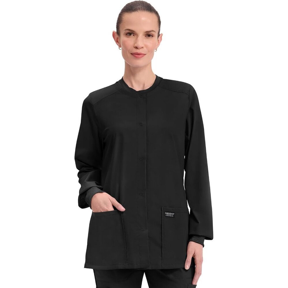 Scrub for Women Snap Front Jacket 3 Pockets Soft Stretch Durable Fabric